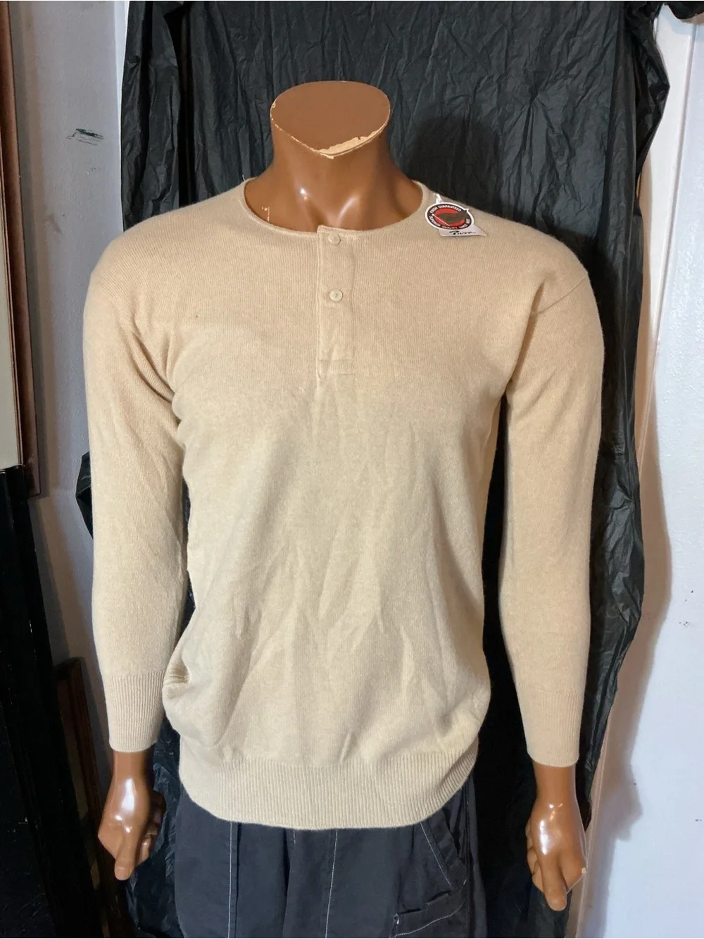 Vintage Alpha 100% Cashmere Japan Undershirt Henley Sweater